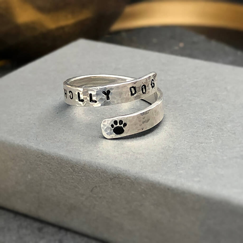 Custom Bone Name Ring Silver Women Personalized Dog Memorial Engraved  Jewelry | eBay