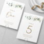 Wedding Table Numbers Green And Gold Leaf, thumbnail 1 of 4