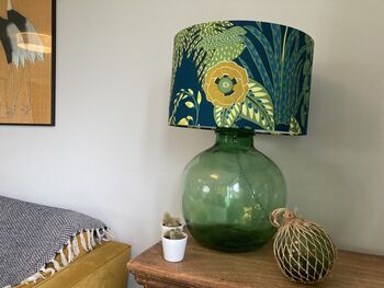 Mustard Flower Teal Lampshade, 3 of 9