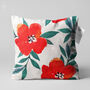 Poppy Cushion Cover With Red And Green Colours, thumbnail 1 of 7