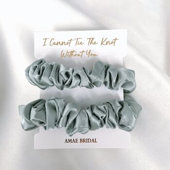 I Cannot Tie The Knot Without You Bridesmaid Scrunchies Sage Green, 2 of 3