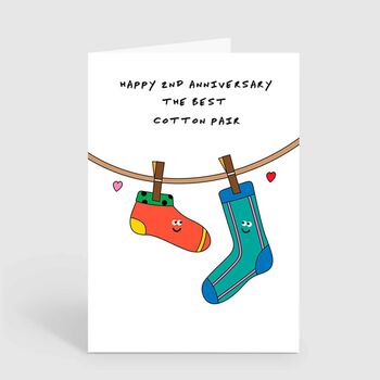 2nd Cotton Wedding Anniversary Best Cotton Socks Card, 2 of 2