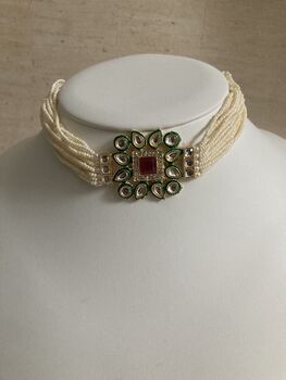 Kundan And Pearl Choker Indian Jewellery Set, 3 of 8