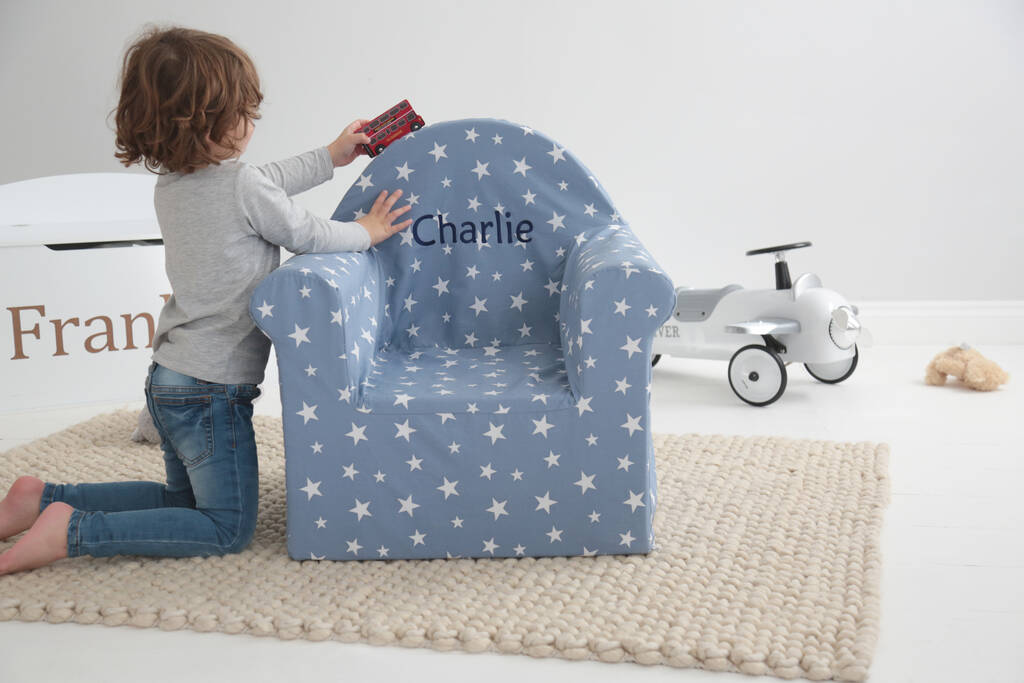 Personalised Blue Star Print Chair By My 1st Years