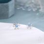 Blue Cz Snowflake Stud Earrings In Sterling Silver, thumbnail 6 of 12