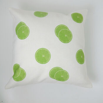 Lime Slices Linen Cushion Contemporary Fun Design, 4 of 4