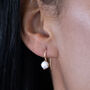 Modern Pearl Drop Earrings In Sterling Silver, thumbnail 2 of 9
