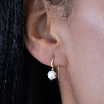Modern Pearl Drop Earrings In Sterling Silver, 2 of 9