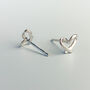 Sterling Silver Simple Heart Outline Stud Earrings, thumbnail 4 of 8