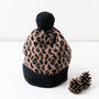 Leopard Knitted Pom Pom Hat, thumbnail 2 of 11