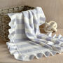 Personalised Cashmere Frill Baby Blanket In Light Blue, thumbnail 1 of 9