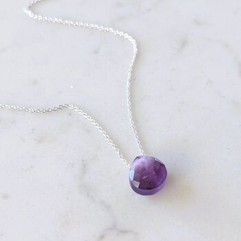 Amethyst Teardrop February Birthstone Necklace, Silver, 2 of 5