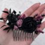 Black And Purple Gothic Wedding Flower Hair Comb, thumbnail 2 of 5