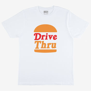 Drive Thru Women’s Slogan T Shirt With Burger Graphic, 3 of 3