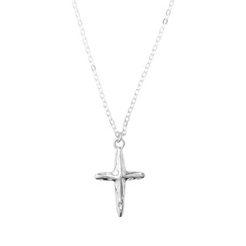 Sacred Hammered Cross Necklace Sterling Silver, 2 of 5