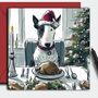 Bull Terrier Christmas Card. Christmas Day Lunch, thumbnail 1 of 2