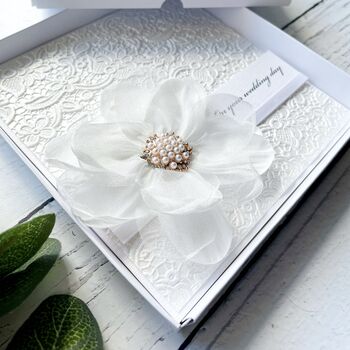 Handmade Wedding Day Card. With Flower. Various Colours, 6 of 7