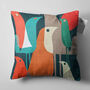 Abstract Birds Pillow Cover With Multicoloured On Green, thumbnail 6 of 7