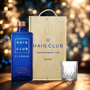 Personalised Haig Club Clubman Single Grain Scotch Whisky Gift Set With Glass, 2 of 5