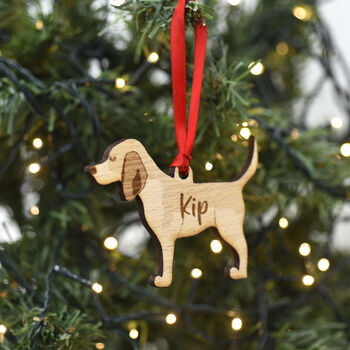 Beagle Personalised Dog Wooden Christmas Decoration, 6 of 7