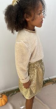 Girls Gold Sequin Party Skirt, 2 of 10