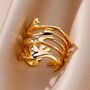 Abstract Fluid Wrap Wide Adjustable Band Gold Or Silver Ring, thumbnail 3 of 5