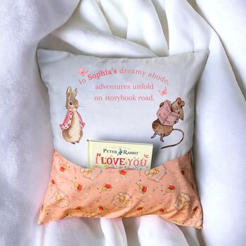 Personalised Children's Bunny Reading Cushion Cover, 4 of 4