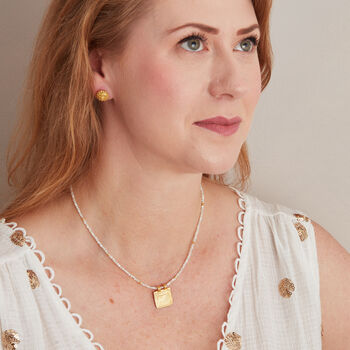 Gold Plated Pendant Mother Of Pearl Beaded Necklace, 8 of 11
