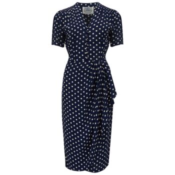 Mabel Dress In Navy Polka Vintage 1940s Style, 2 of 2