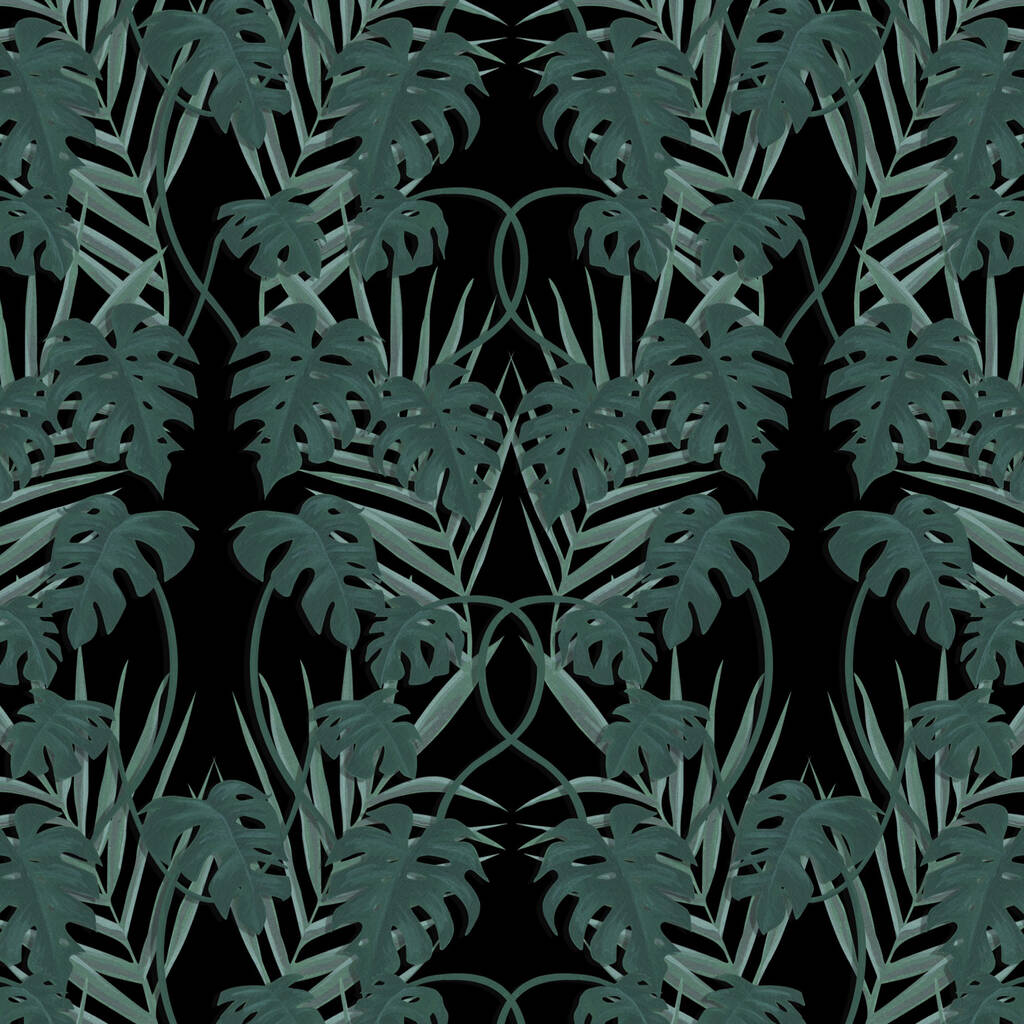 Dark Monstera Wrapping Paper By Tuppence Collective