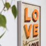 Love Is Love Orange / Wooden Wall Art, thumbnail 3 of 6