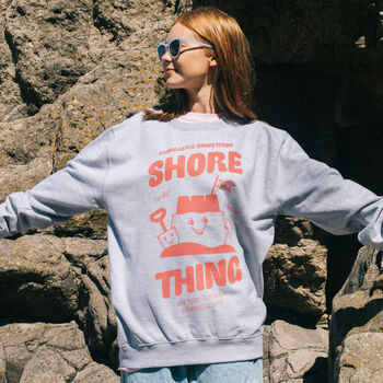 Shore Thing Womens Slogan Sweat With Sandcastle Graphic, 2 of 4