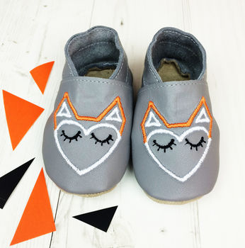 Personalised Unisex Geometric Fox Baby Shoes, 4 of 10