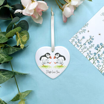 Puffin Ceramic Heart Decoration, 3 of 7