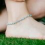 Silver Plated Evil Eye Beaded Summer Foot Anklet, thumbnail 1 of 5