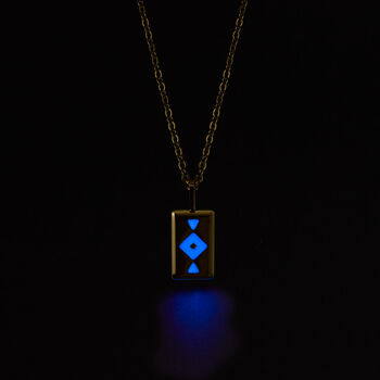 Purple Gaia Blue Violet Glowing Pendant Necklace With Uv Keyring Torch, 7 of 10