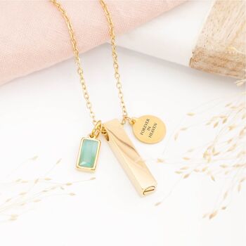 Personalised Engraved Minimalist Cremation Necklace With Birthstone, 2 of 8