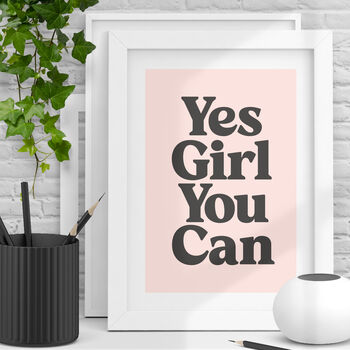 Yes Girl You Can Motivational Typography Print, 2 of 5