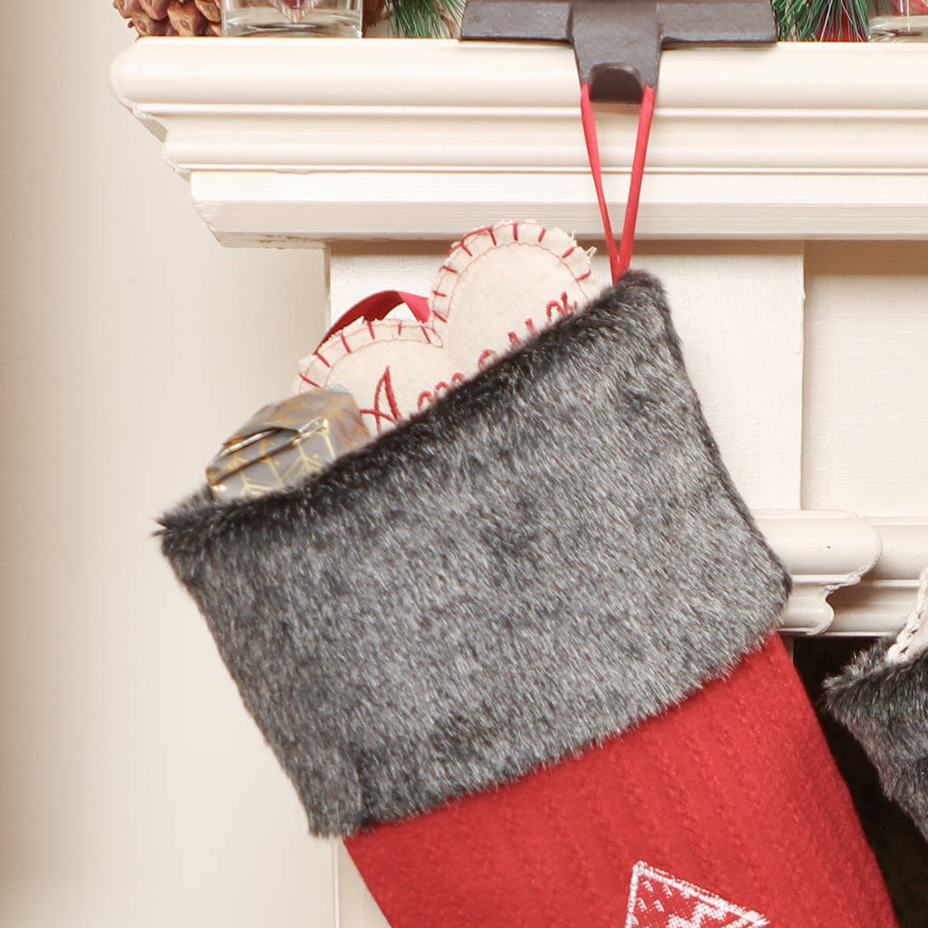 Personalised Nordic Christmas Stockings With Faux Fur
