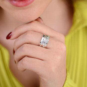 Sterling Silver Spinning Ring With Three Bands, 2 of 8