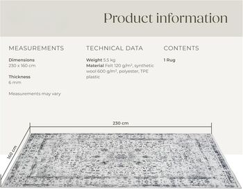 Washable Rug Living Room Carpet Oriental Short Pile Rug, 10 of 12