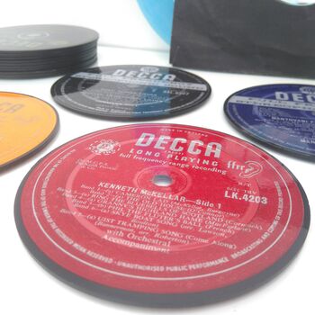 Four Record Coasters Fathers Day Music Fan Lover Real Vinyl Cork Bottoms, 8 of 8