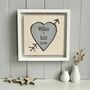 Gold / Silver Heart With Names And Date Printed On Wood, thumbnail 1 of 9