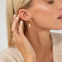 Two Pearl Drop Huggie Clicker Hoop Earrings, thumbnail 2 of 9