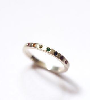 Skinny Rainbow Band In Silver And Precious Stones, 2 of 11