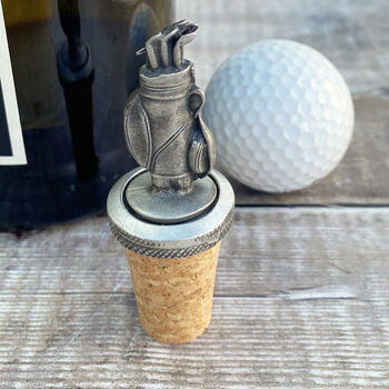 Pewter Golf Bag Bottle Stopper, 5 of 5