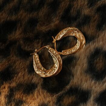 18 K Gold Plated Vintage Inspired Portobello Mini Hoop, 5 of 10