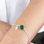 Birthstone And Initial Leaf Sterling Silver Bracelet, thumbnail 1 of 7