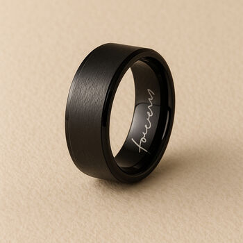 Mens Personalised Classic Black Steel Spinner Ring, 3 of 9