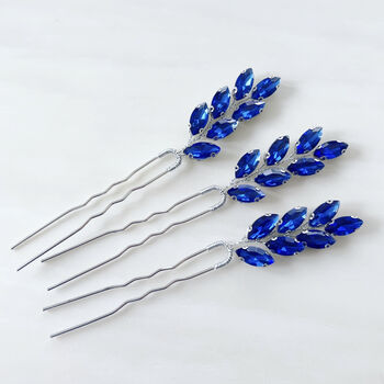 Royal Blue Crystal Hair Pins, 3 of 4